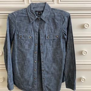 Denim shirt, snap button down.